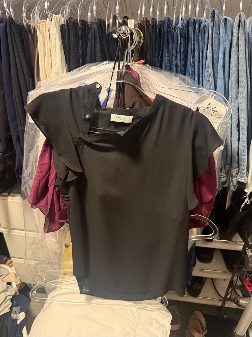 Babaton Black Ruffle Sleeve Blouse